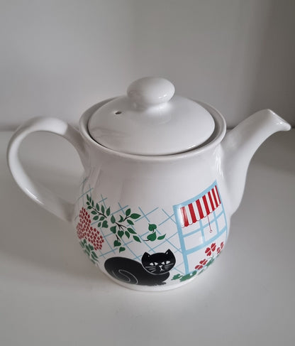 Retro Vintage Black Cat Teapot By Sadler