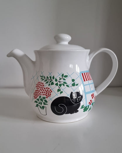 Retro Vintage Black Cat Teapot By Sadler