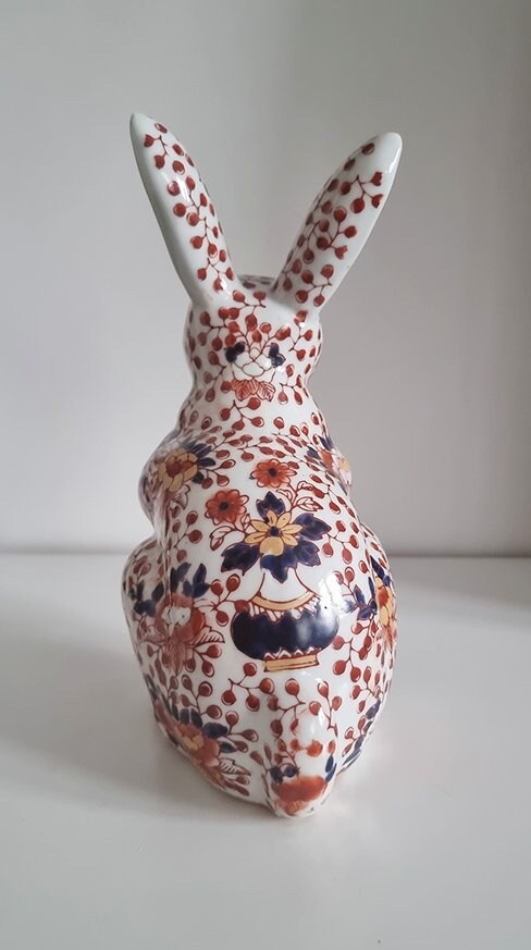 Vintage Japanese Imari Porcelain Rabbit Figurine