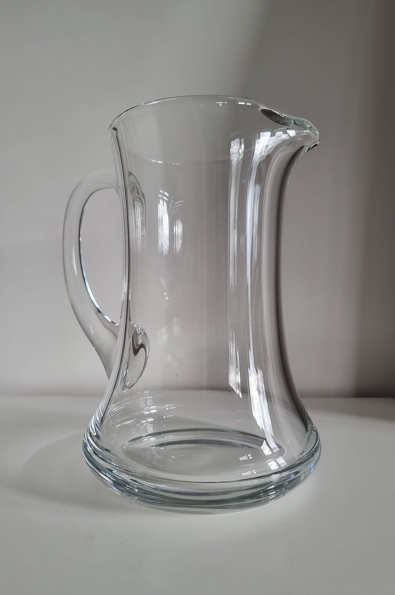 Large & Heavy Vintage Ice Lip Glass Jug/Pitcher