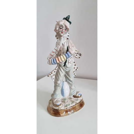 Vintage Clown Playing Accordion Porcelain Figurine