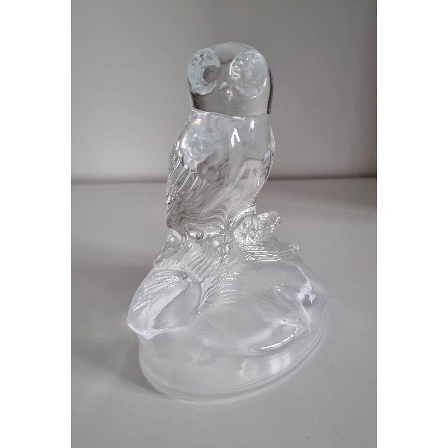 Vintage Cristal d'Arques French Lead Crystal Glass Owl Sculpture