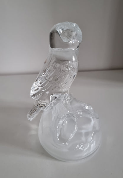 Vintage Cristal d'Arques French Lead Crystal Glass Owl Sculpture