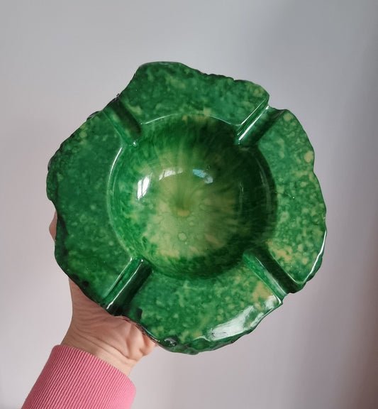 Mid-Century Green Alabaster Stone Ashtray, Made In Italy 1960's