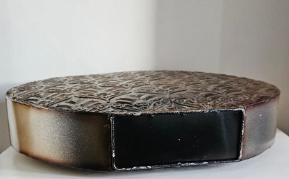 Large Decorative Metal Vase With Embossed Design