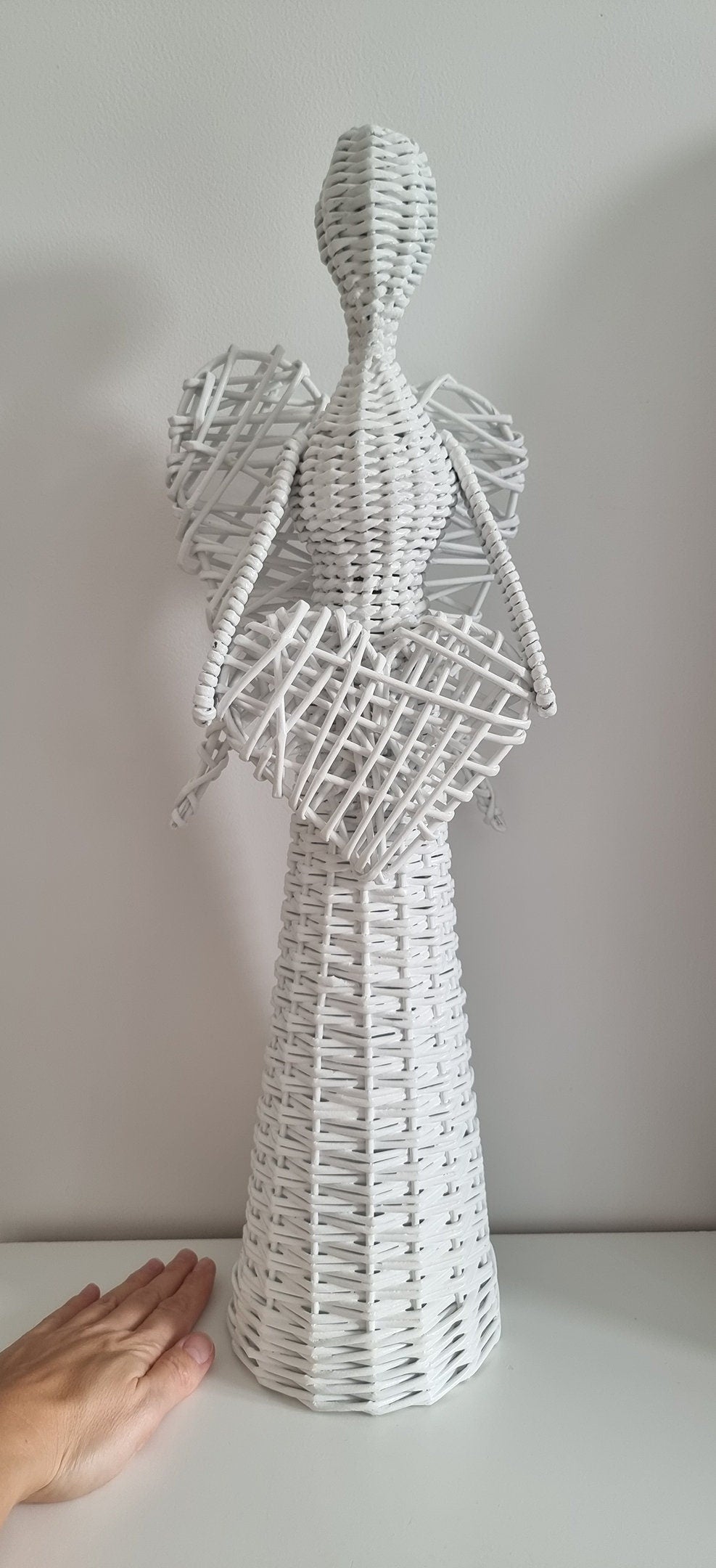 60cm Tall Handmade Paper Wicker Angel Ornament