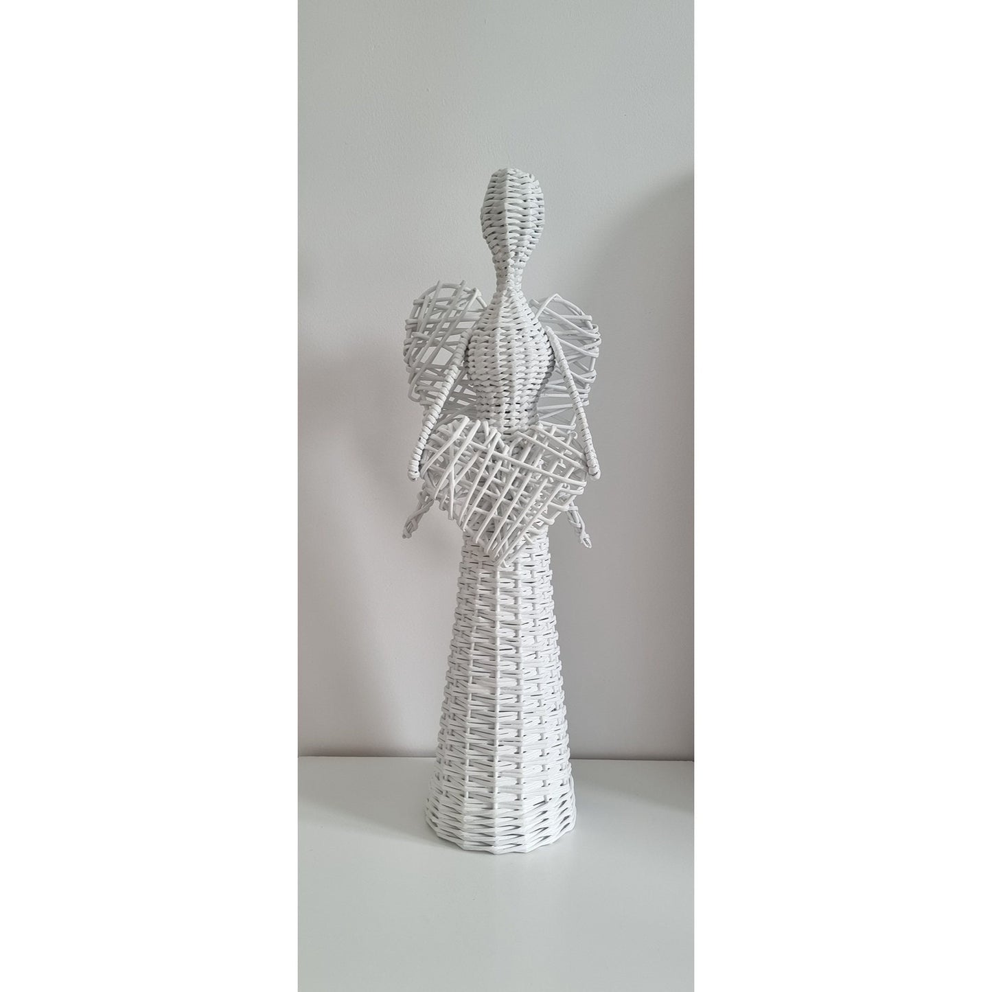 60cm Tall Handmade Paper Wicker Angel Ornament