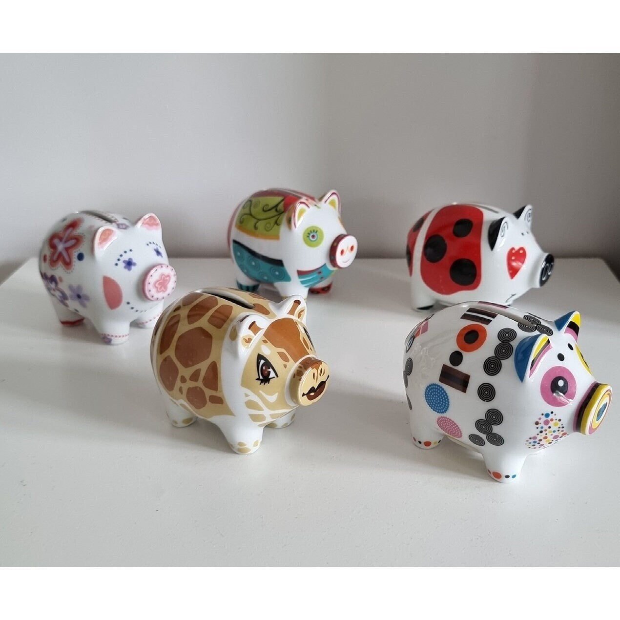 Set Of 5 Ritzenhoff Mini Piggy Banks - Porcelain Pig Money Boxes