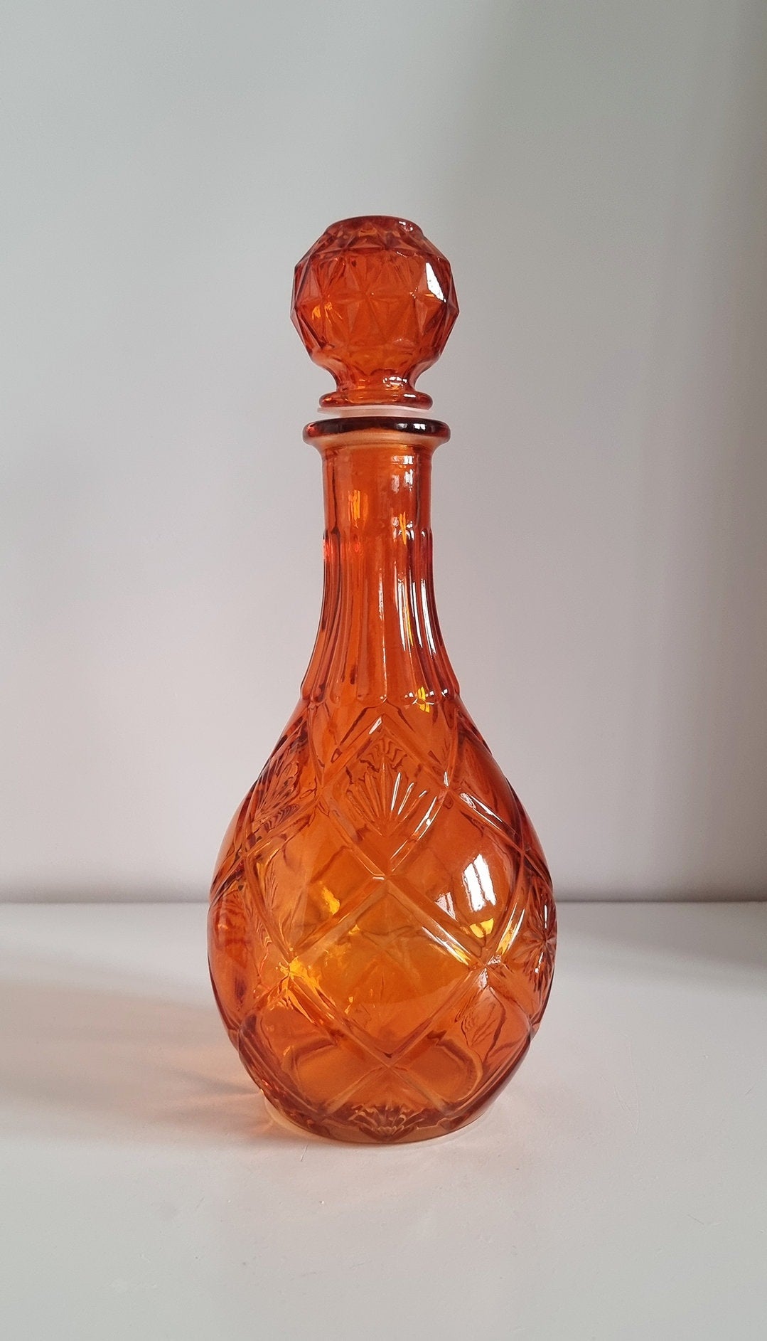 Lovely Decorative Orange Glass Decanter