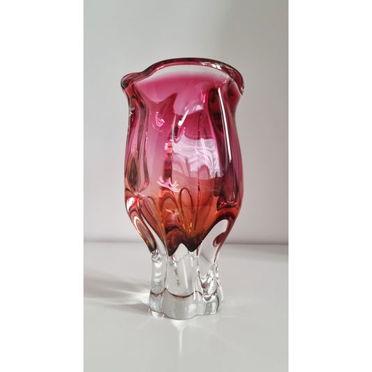 Vintage Art Glass Vase By Josef Hospodka For Chribska Glassworks