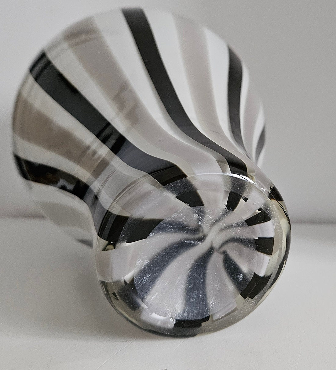 Mid-Century Retro Striped Art Glass Vase