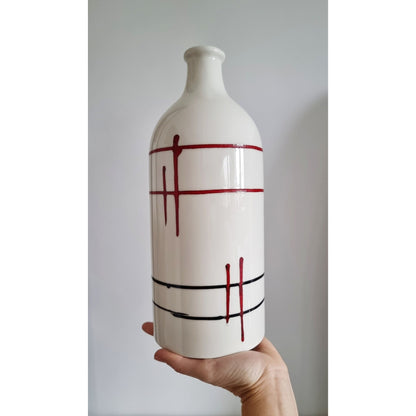 Retro Ceramic Bottle Vase With Lines