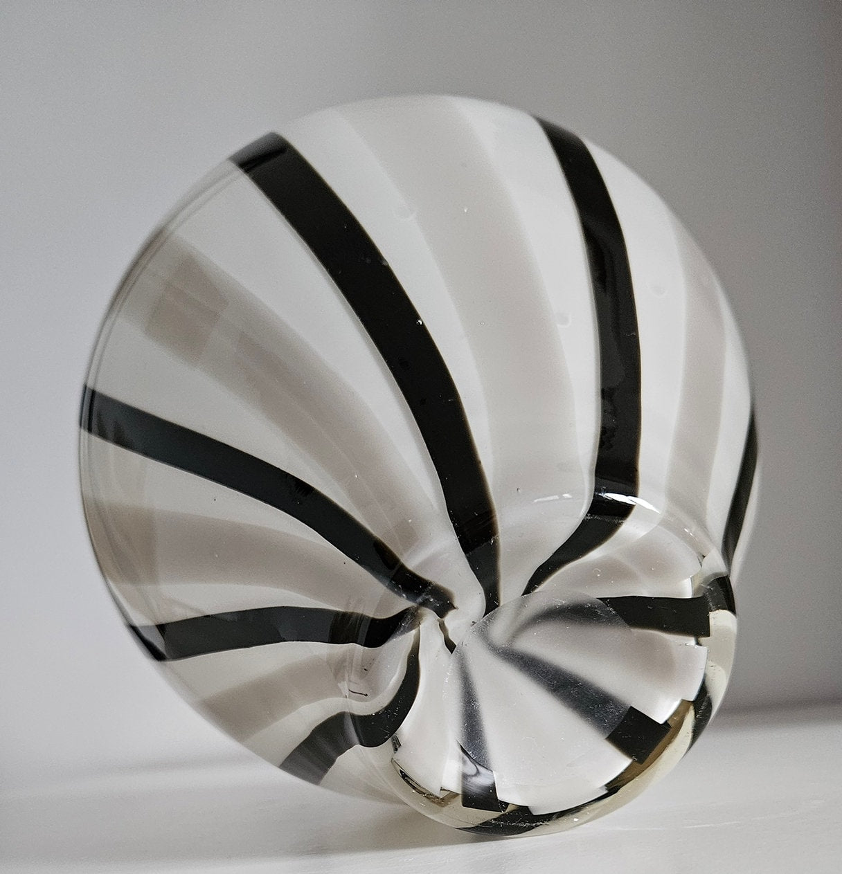 Mid-Century Retro Striped Art Glass Vase