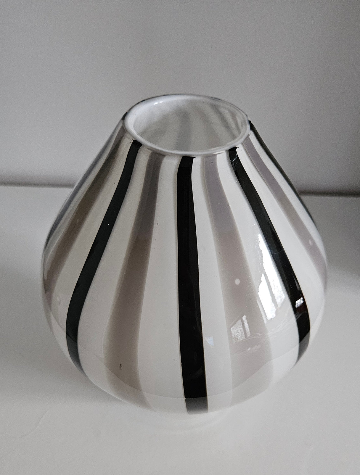 Mid-Century Retro Striped Art Glass Vase