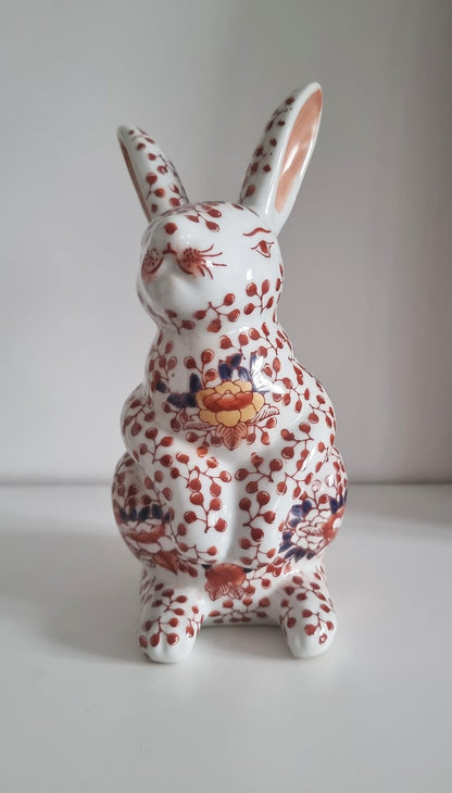 Vintage Japanese Imari Porcelain Rabbit Figurine