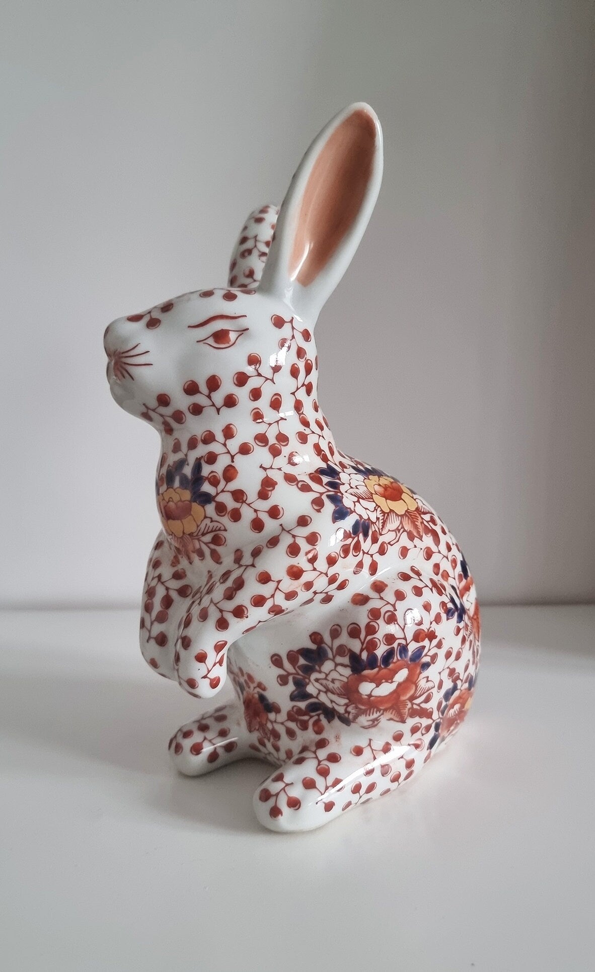 Vintage Japanese Imari Porcelain Rabbit Figurine