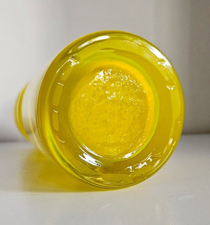 Retro Design Yellow Hooped Cased Glass Vase