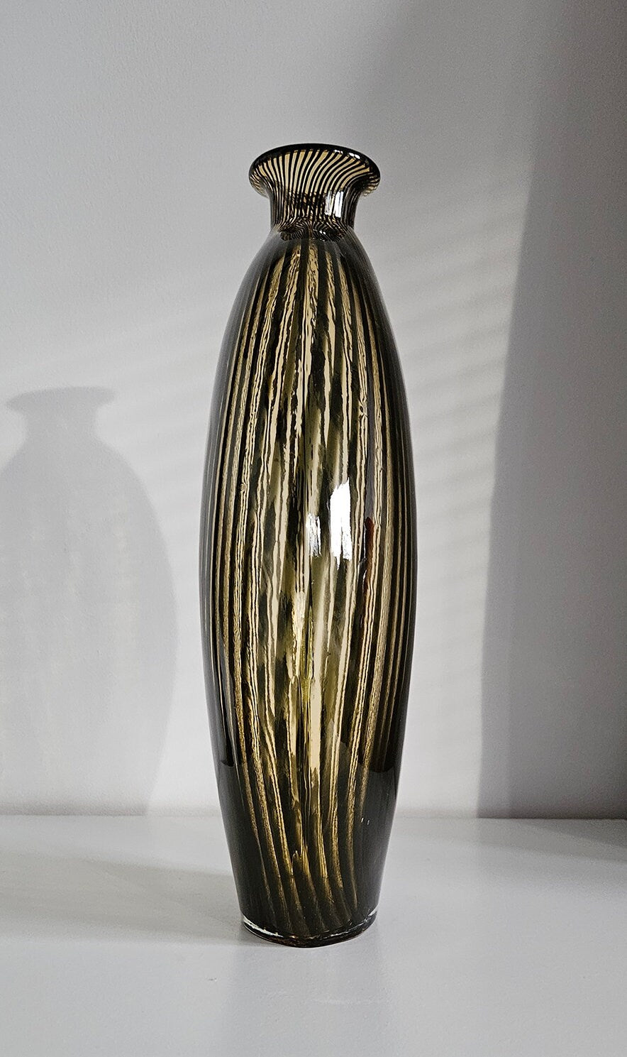 Mid-Century Modern Striped Art Glass Vase