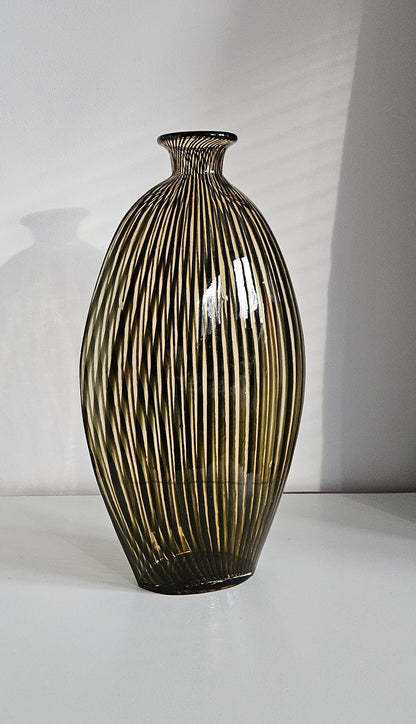 Mid-Century Modern Striped Art Glass Vase