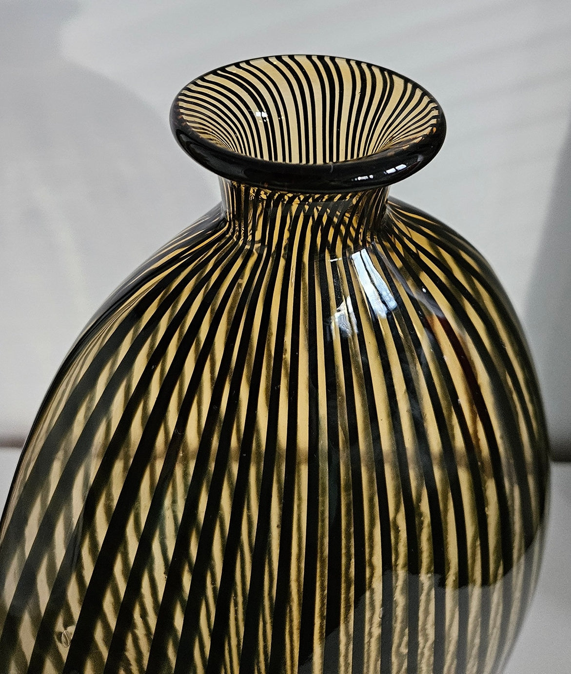 Mid-Century Modern Striped Art Glass Vase