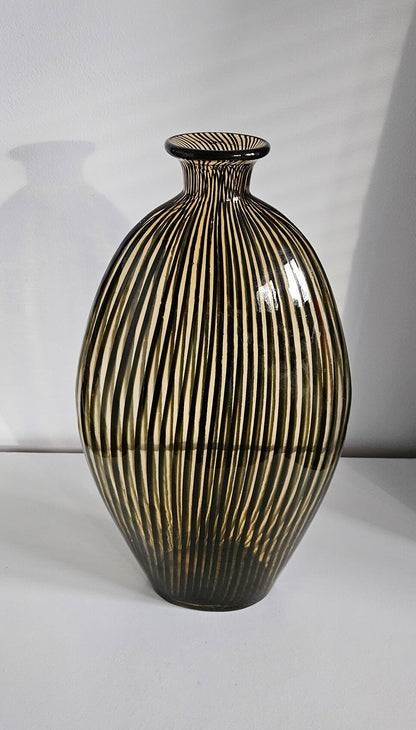 Mid-Century Modern Striped Art Glass Vase