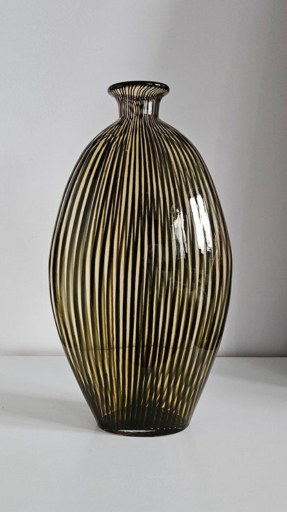 Mid-Century Modern Striped Art Glass Vase