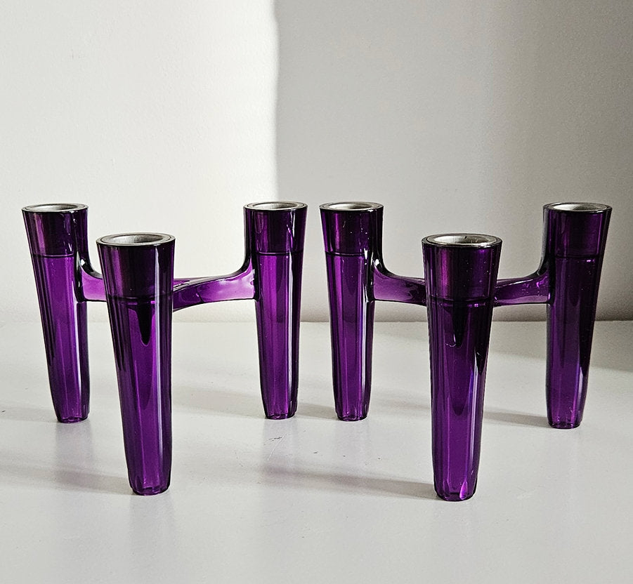 Pair Of Retro Modular Hommage Candlesticks By Koziol