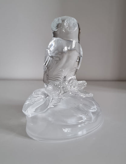 Vintage Cristal d'Arques French Lead Crystal Glass Owl Sculpture