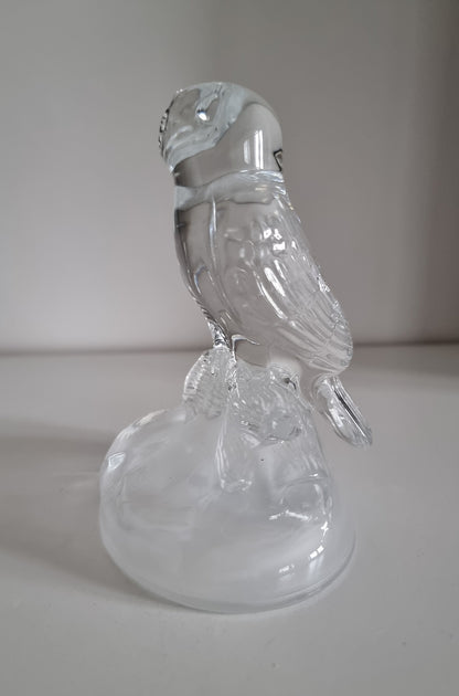 Vintage Cristal d'Arques French Lead Crystal Glass Owl Sculpture