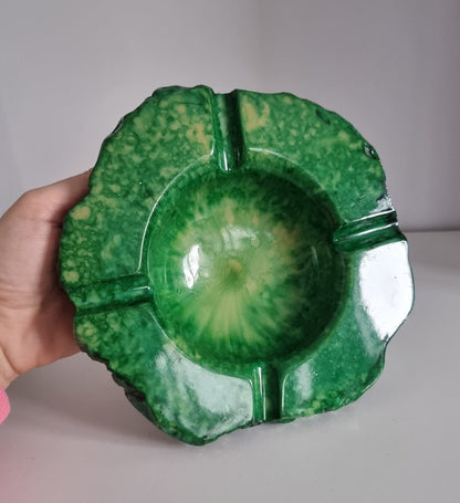 Mid-Century Green Alabaster Stone Ashtray, Made In Italy 1960's