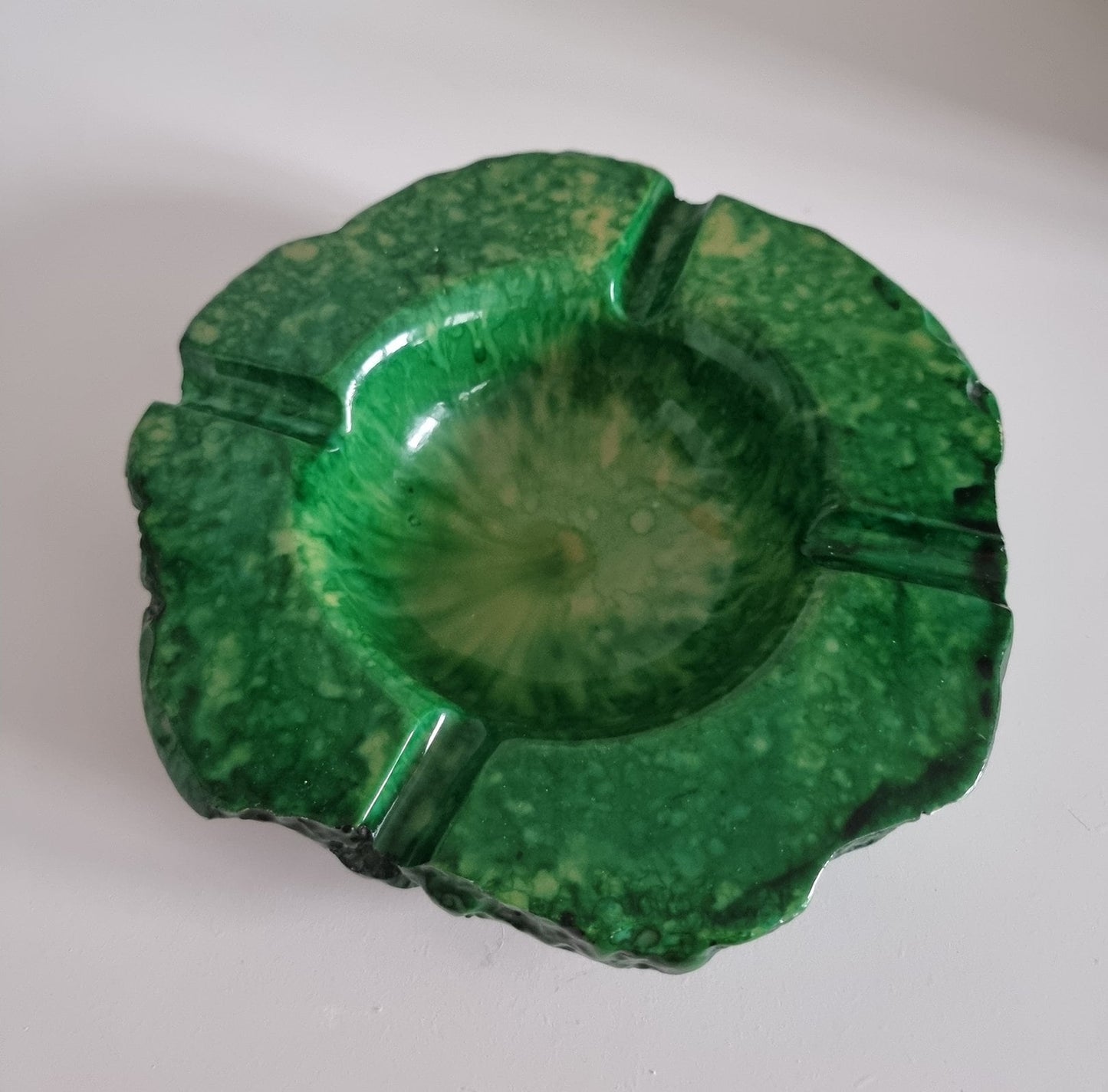 Mid-Century Green Alabaster Stone Ashtray, Made In Italy 1960's