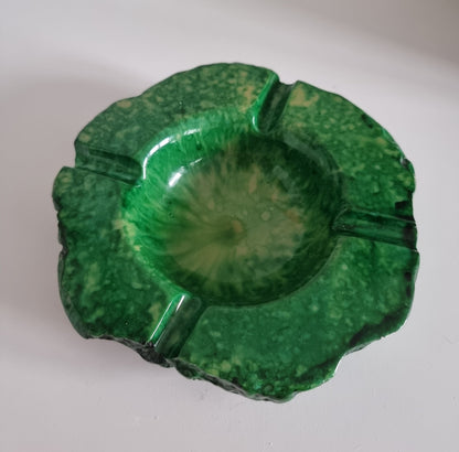 Mid-Century Green Alabaster Stone Ashtray, Made In Italy 1960's