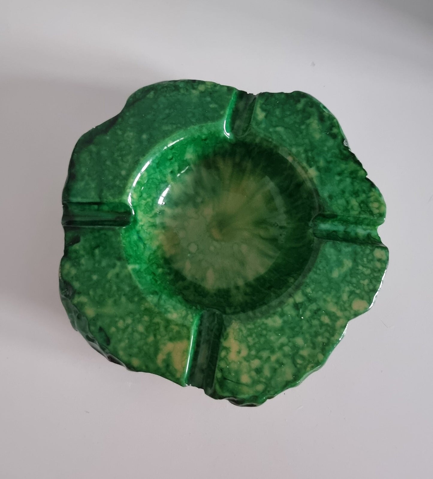Mid-Century Green Alabaster Stone Ashtray, Made In Italy 1960's