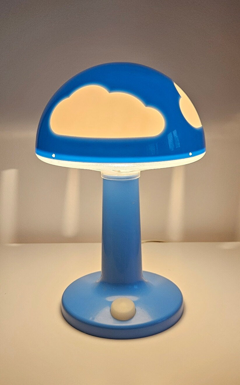 Vintage Ikea Skojig Blue & White Cloud Table Lamp