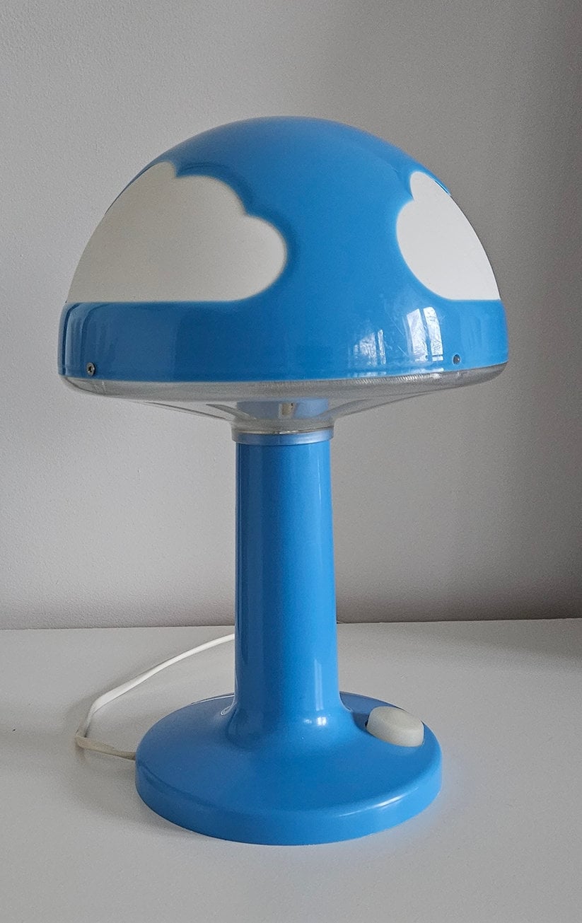 Vintage Ikea Skojig Blue & White Cloud Table Lamp