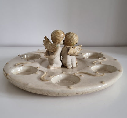 Vintage Ceramic Tealight Holder With Cherubs