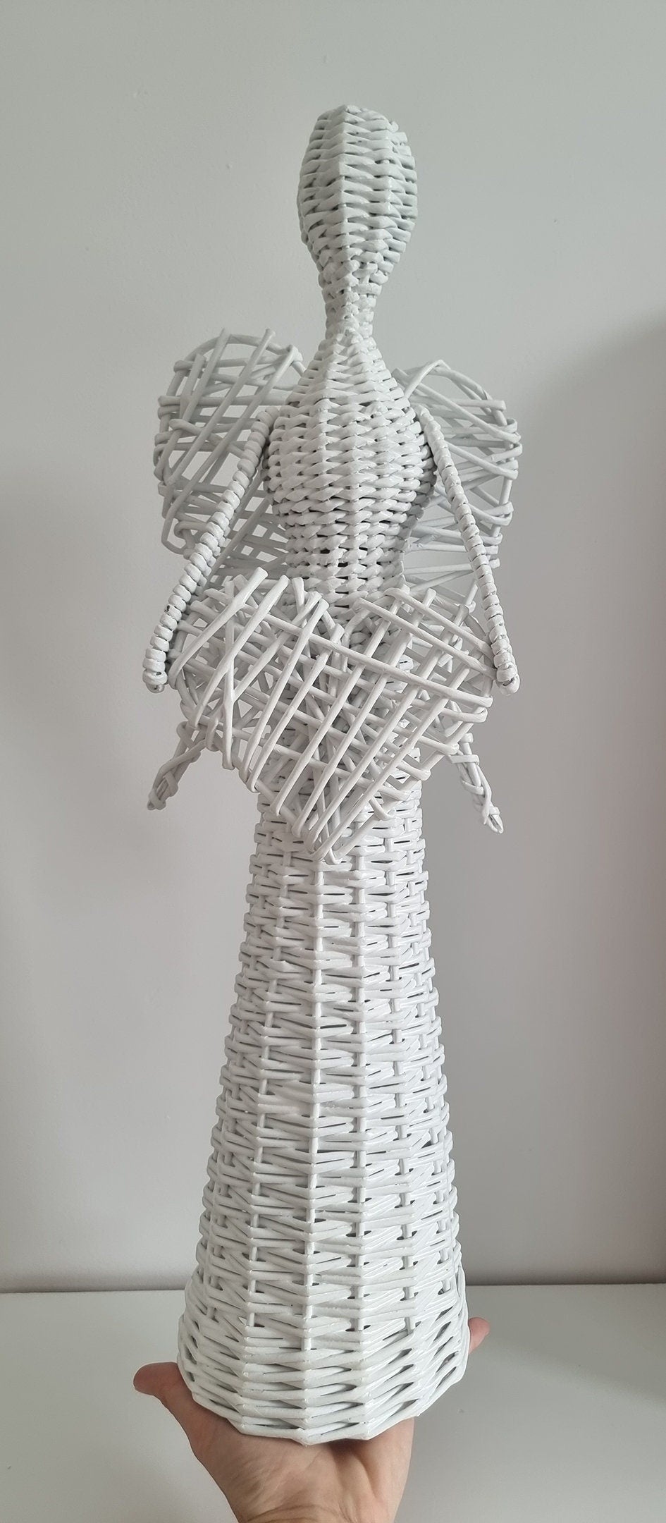 60cm Tall Handmade Paper Wicker Angel Ornament