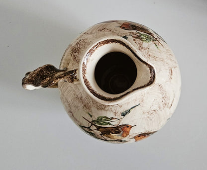 Vintage Ceramic Jug/Vase With Floral & Bird Motifs