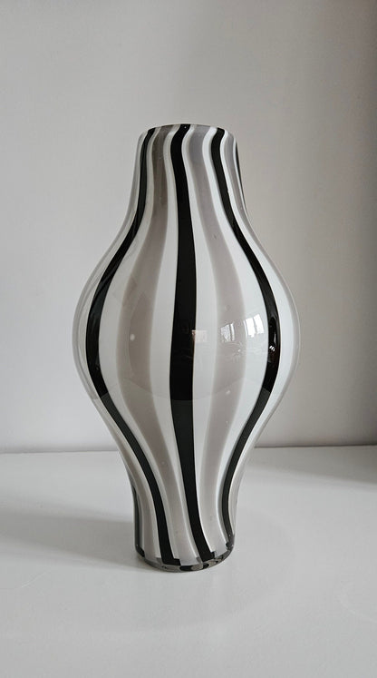 Mid-Century Retro Striped Art Glass Vase