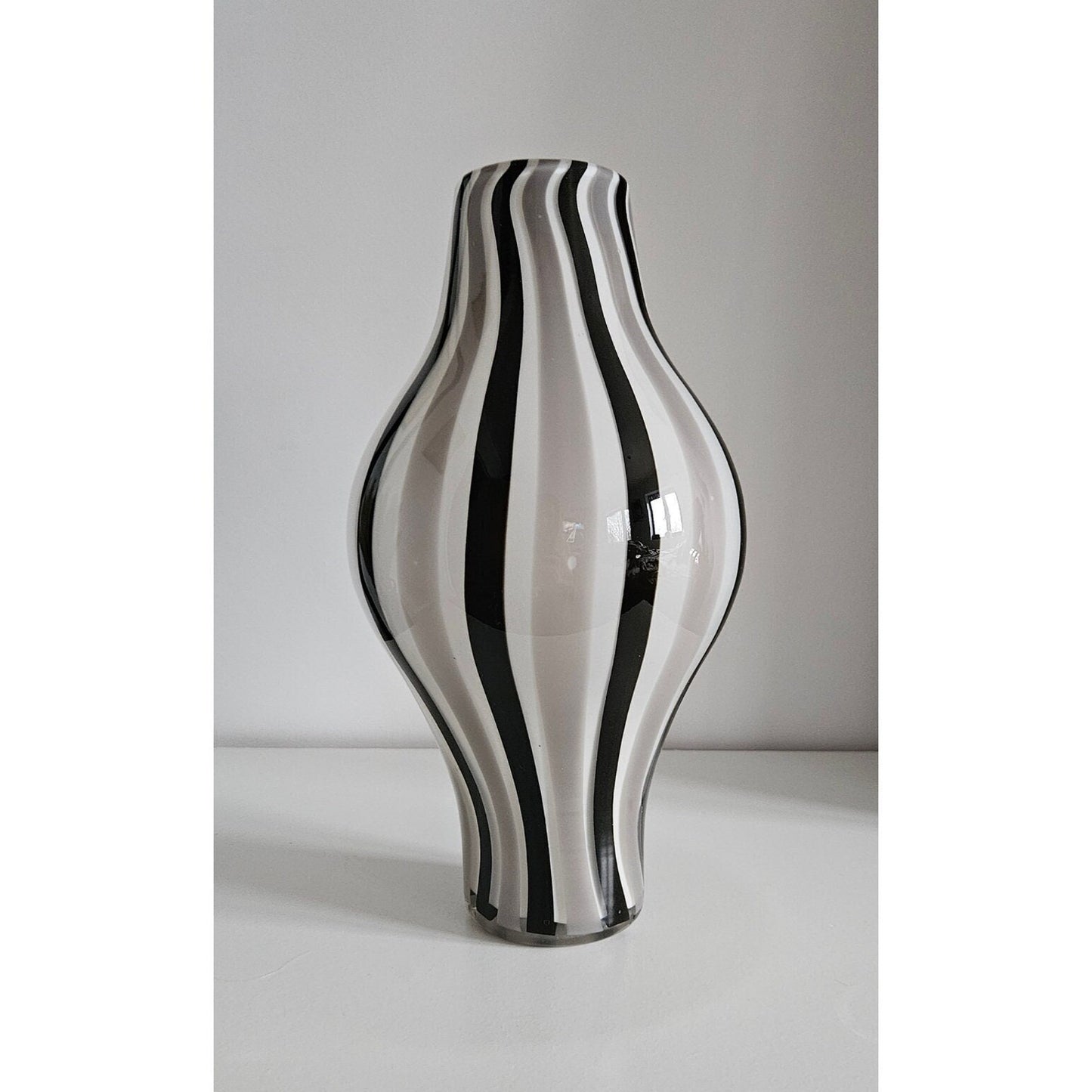 Mid-Century Retro Striped Art Glass Vase