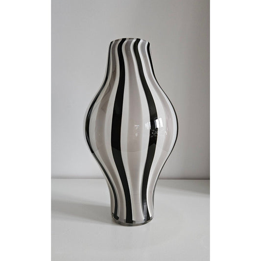 Mid-Century Retro Striped Art Glass Vase