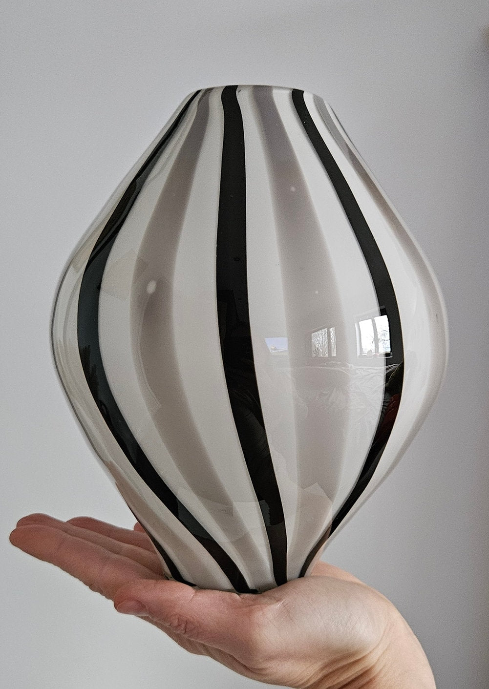 Mid-Century Retro Striped Art Glass Vase