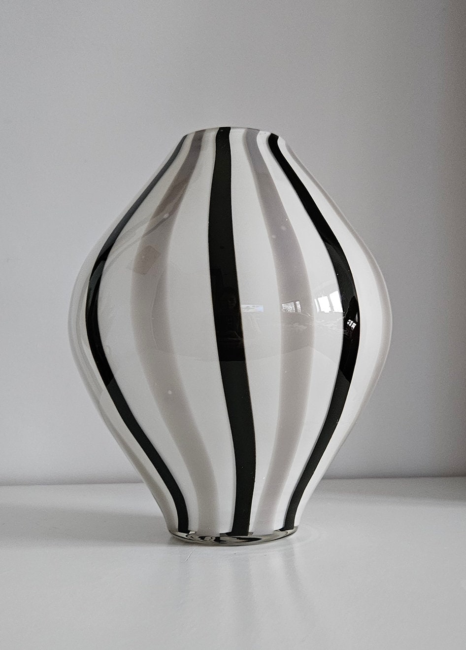 Mid-Century Retro Striped Art Glass Vase