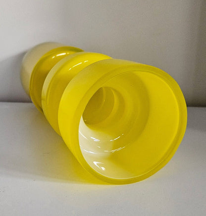 Retro Design Yellow Hooped Cased Glass Vase