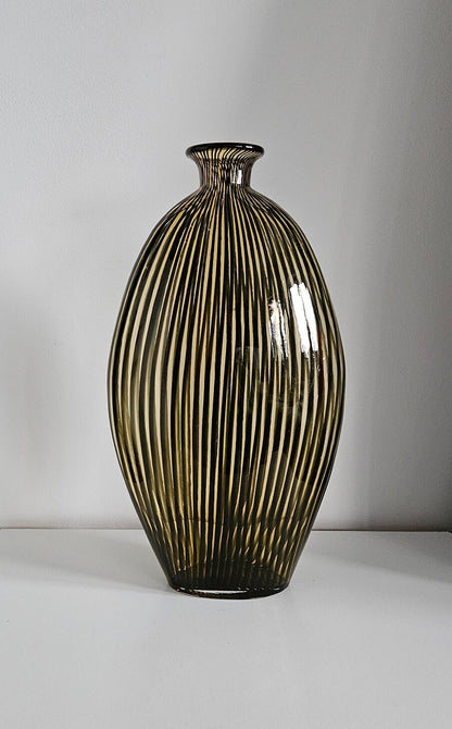 Mid-Century Modern Striped Art Glass Vase