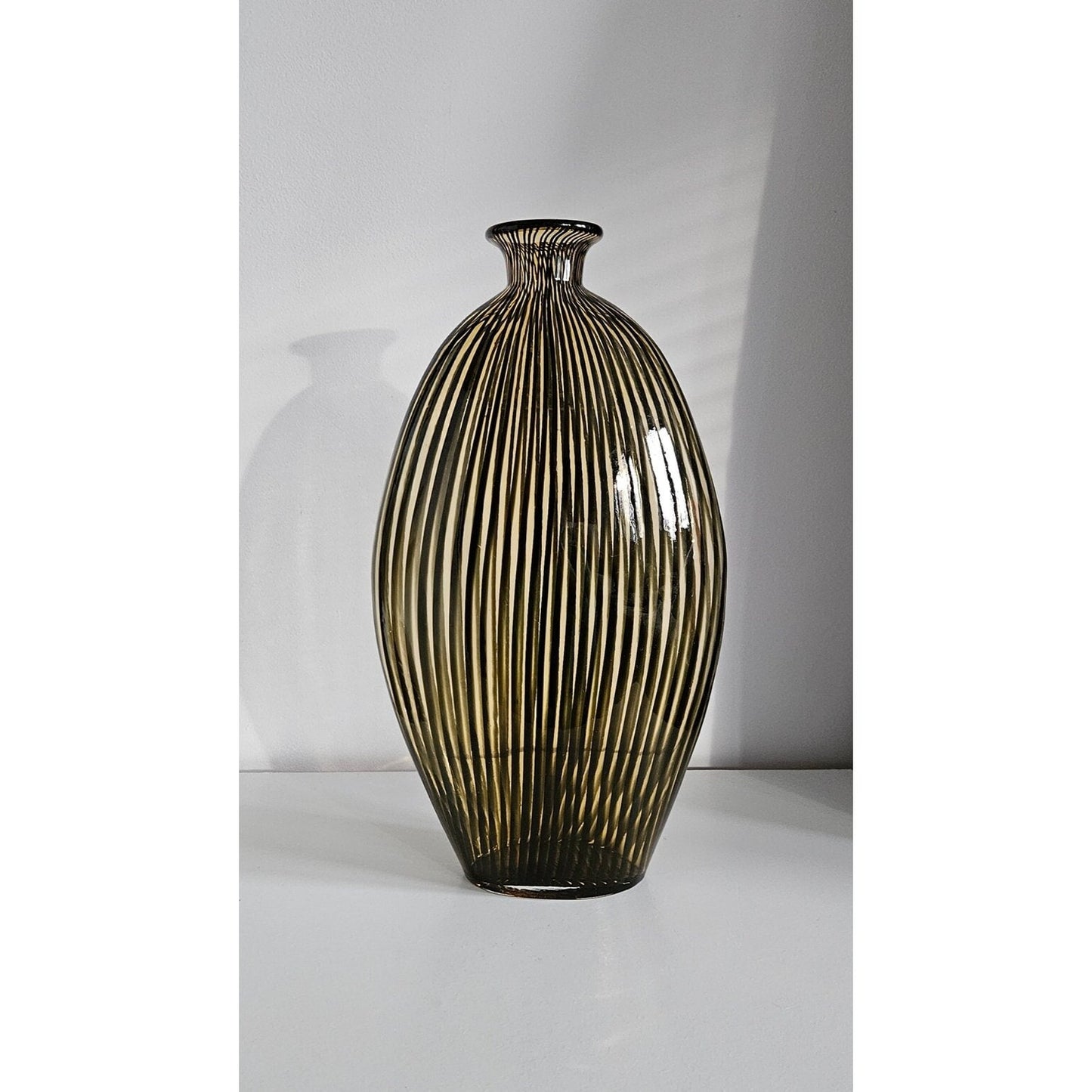 Mid-Century Modern Striped Art Glass Vase