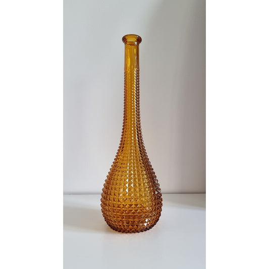 Mid-Century Italian Empoli Art Glass Diamond Pattern Genie Bottle/Decanter