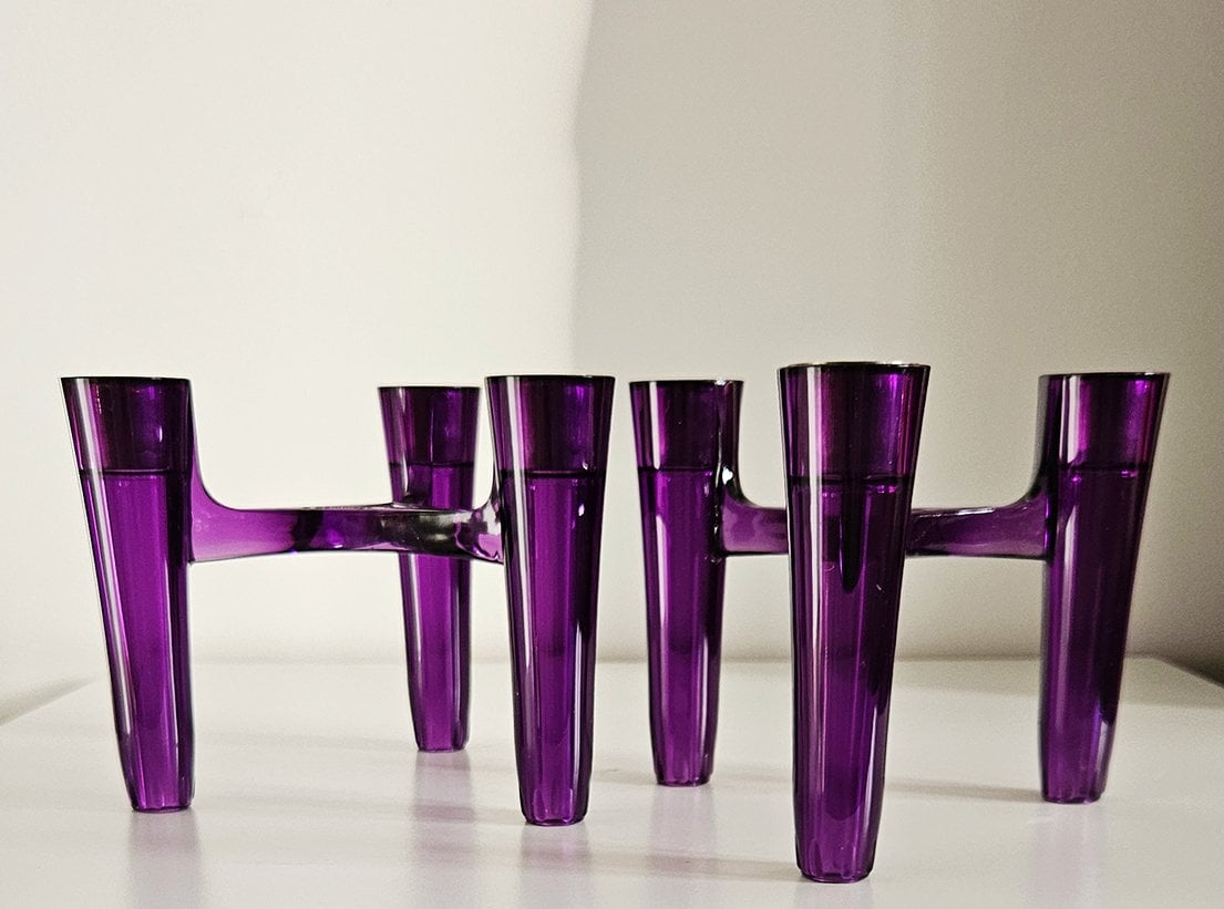 Pair Of Retro Modular Hommage Candlesticks By Koziol